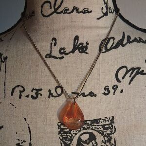 Elegant Orange Teardrop Pendant Necklace
